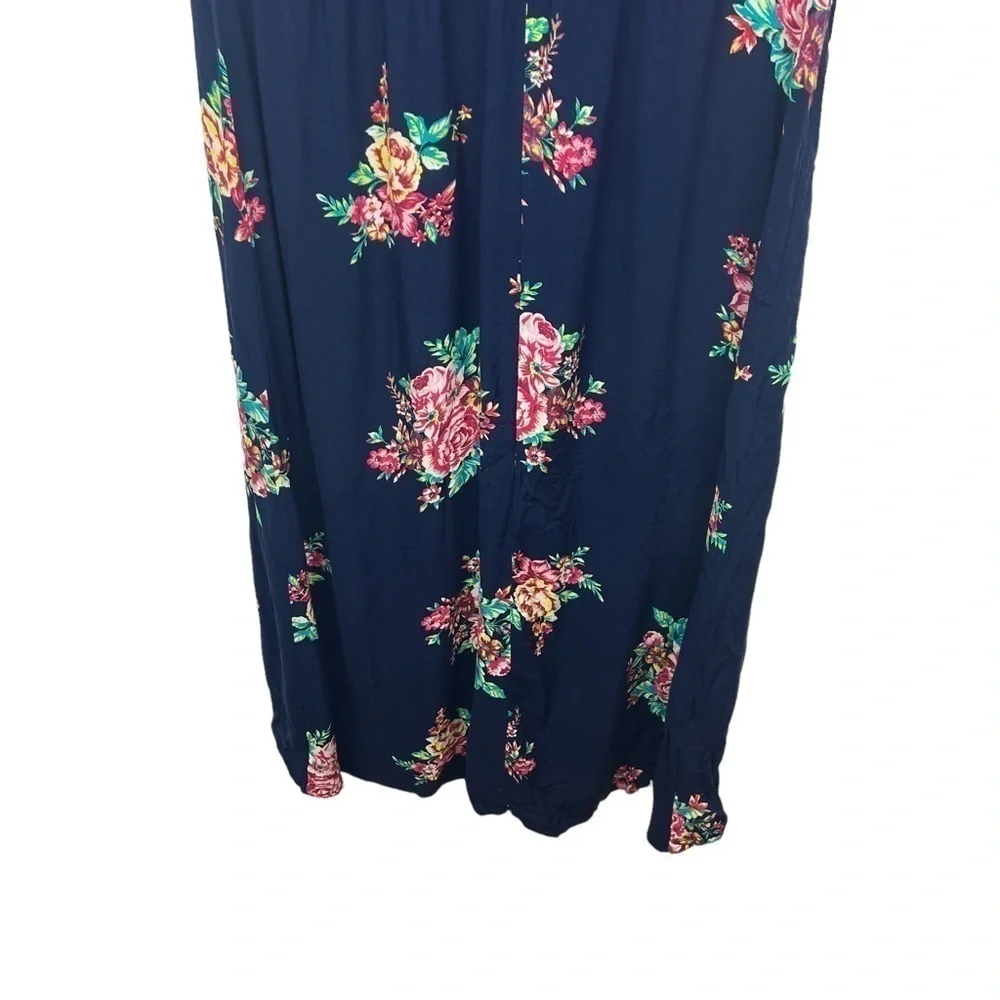 Time and Tru Blue Floral Hi Low Swim Cover Up One Size